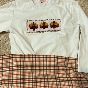 Stellybelly boys thanksgiving smocked shirt and pants set